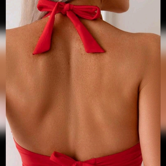 Women's Simple Casual Solid Color One Piece Swimsuit, Daily Wear, For Summer - Picture 4 of 5